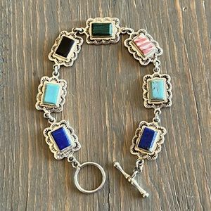 Vintage Sterling Silver Multi Stone Bracelet